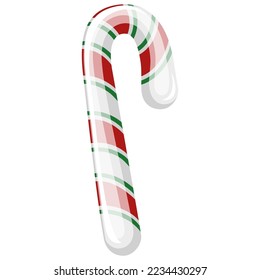 Colorful white, red and green stripped Christmas candy cane
