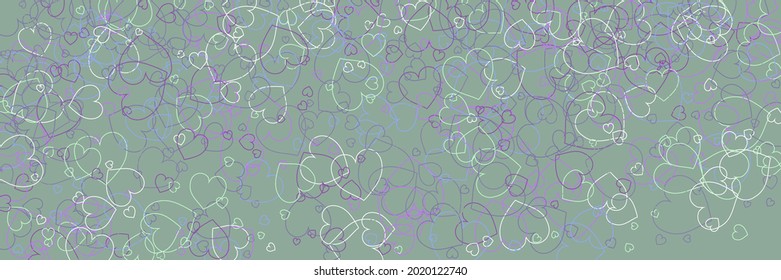 Colorful White Violet Hearts Ornamental Fabrics. Pastel Pink Green Bright Party Print. Mint Multicolor Vivid Purple Neon Simple Romantic Pic. Bordo Olive Love Blue Confetti Modern Design.