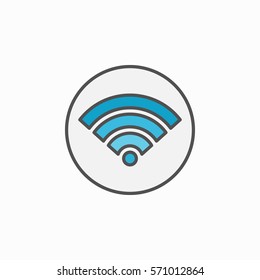 Colorful Wifi circle icon - vector blue wi-fi symbol or design element