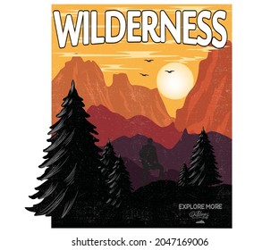 Colorful wild adventure vector print design for apparel sticker, poster, and others.  