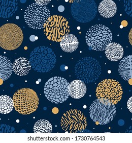 Colorful Wild Animal Circles Print Seamless Doodle Pattern. Wild Animals Skin Abstract Vector Background