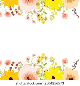 Marcos coloridos de flores silvestres para bodas, cumpleaños, tarjetas, fondos, invitaciones, Fondos de pantalla, pegatinas, decoraciones, etc.