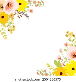 Marcos coloridos de flores silvestres para bodas, cumpleaños, tarjetas, fondos, invitaciones, Fondos de pantalla, pegatinas, decoraciones, etc.