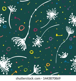 Colorful Wild flower pattern. Botanical Motifs scattered randomly. Seamless vector texture. For fashion prints. Print in hand drawn style. Artistic web and surface design in trendy colors.