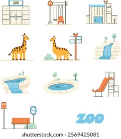 Colorful Wildlife Zoo Vector Illustration