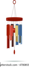 Colorful wind chimes on white background