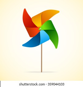 Colorful Windmill Isolated on White Background. Vector illustration