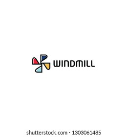 colorful windmill logo design vector 