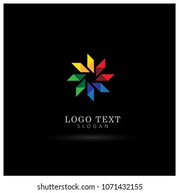 Colorful Windmill Logo. Symbol & Icon Vector Template.