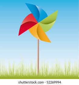 colorful windmill vector origami illustration