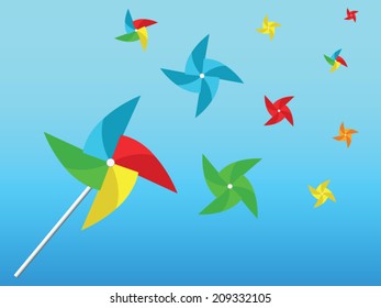 colorful windmills vector