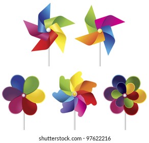 colorful windmills vector