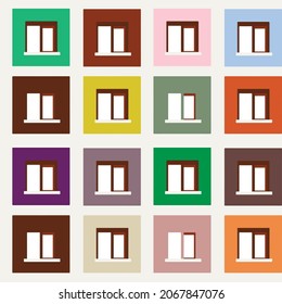  Colorido   patrón transparente de ventanas, fondo de construcción de ciudades, ilustración vectorial