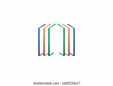 Colorful windows vector symbol logo design. Line concept logo illustration