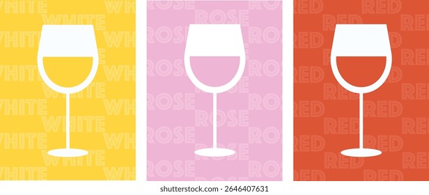 Colorful wine glasses illustration posters on vibrant background