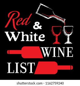 Colorful wine list design with red and white wine