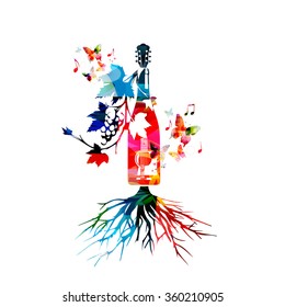 Colorful winebottle with vines