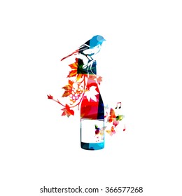 Colorful winebottle with vines