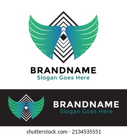 Colorful wing logo template. Modern wing logo concept.