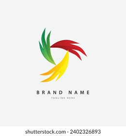 Colorful wings bird logo template design concept