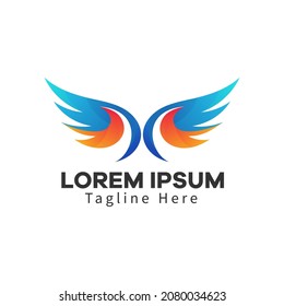 Colorful wings logo. Abstract design template Wings Logo. Wings icon. The modern wings logo fits the flying or freedom concept.