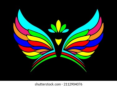 colorful wings logo template with crown vector