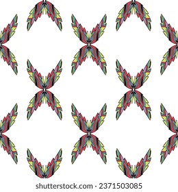 Colorful Wings Seamless Repeat Pattern. Ethnic wing design 