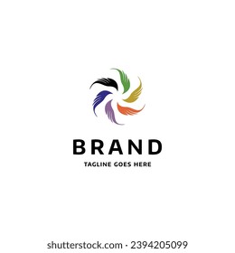 colorful wings whirl rotate charity logo design