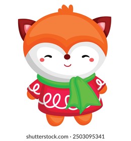 Colorful Winter Animal Christmas Holiday Cartoon Illustration Vector Clipart Sticker