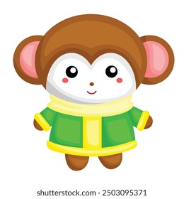 Colorful Winter Animal Christmas Holiday Cartoon Illustration Vector Clipart Sticker