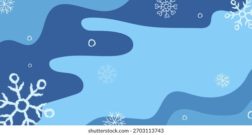 Colorful winter background featuring snowflakes and soft blue waves for seasonal design