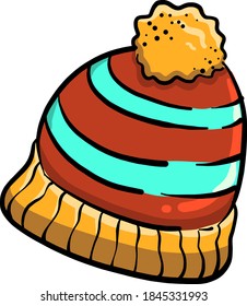 Colorful winter hat, illustration, vector on white background