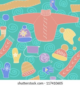 Colorful winter knitwear seamless pattern, vector
