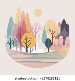 Un colorido paisaje invernal con árboles cubiertos de nieve, lagos congelados y cielos claros
