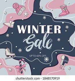 Colorful winter sale banner. Vector background. Abstract.
