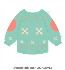Colorful  winter  Sweater . Vector illustration isolated on white background.