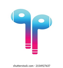 Colorful wireless hands-free headphones vector icon. Gradient earphones illustration.