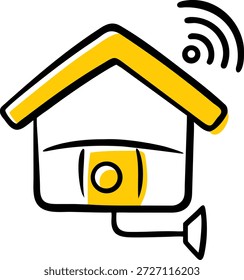 Ilustração de vetor de câmera de segurança sem fio colorida, estilo de design plano, símbolo de vigilância moderno