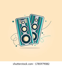 Altavoz inalámbrico colorido con brillo y sombra. Ilustración vectorial de diseño web receptivo, afiche, diseño, papel tapiz