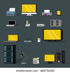 Colorful Wireless Technology Objects Set