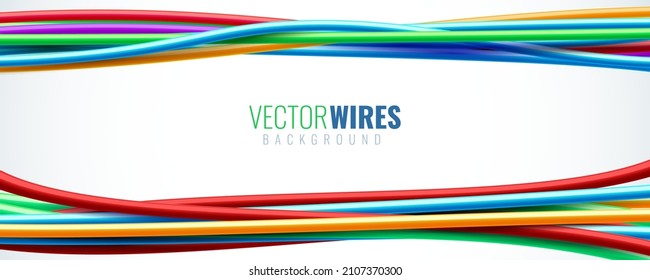 Colorful Wires Cables. Electric Engineering Vector Background. Arduino Project Hobby Concept.