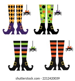Colorful witch feet vector cartoon illustration
