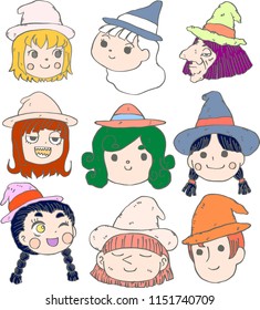 Colorful Witch's face