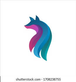 colorful wolf gradient artwork logo template. Animal abstract design vector concept
