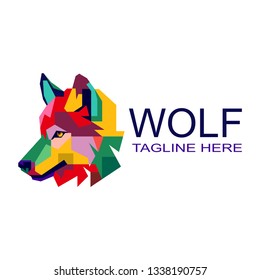 Colorful wolf logo. Abstract illustration design