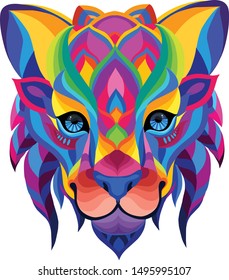 colorful wolf on a white background