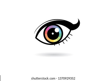 colorful woman eye icon, colorful eye icon, logo or symbol 