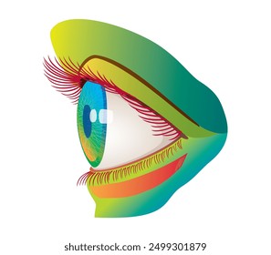 Colorful Woman Eye side view vector Illustration isolated, eps