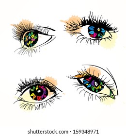 Colorful woman eye. Vector illustration