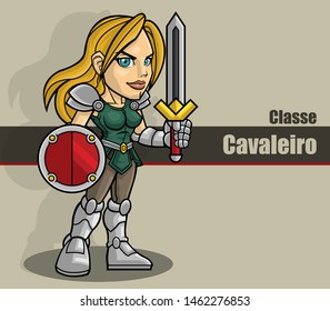 Colorful woman knight character in vector